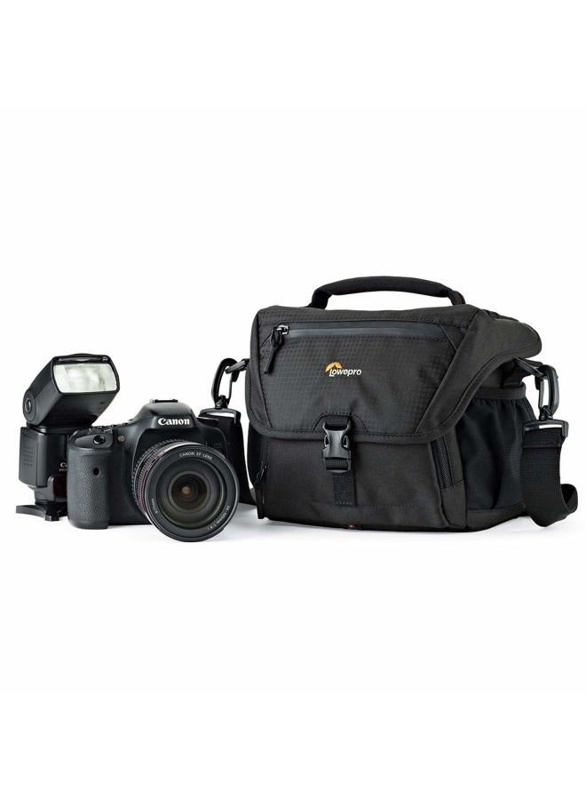 Lowepro LP37119، حقيبة كاميرا نوفا 160 AW II، قابلة للتخصيص، محمولة، تناسب كاميرات DSLR مع عدسة 17-85 مم مثبتة، طائرة مسيرة مدمجة، 1-2 عدسات إضافية، فلاش، أسود - Image 4