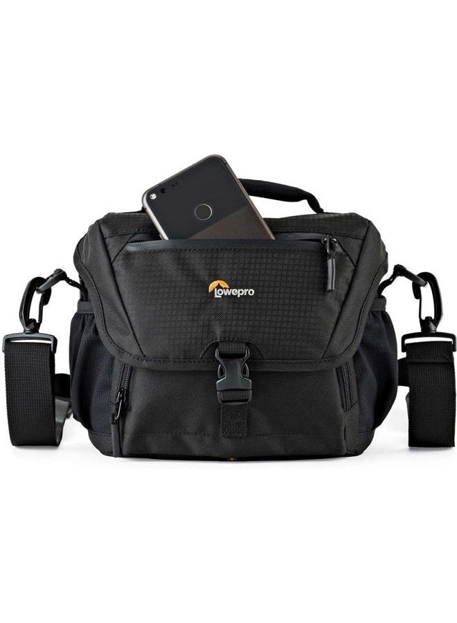 Lowepro LP37119، حقيبة كاميرا نوفا 160 AW II، قابلة للتخصيص، محمولة، تناسب كاميرات DSLR مع عدسة 17-85 مم مثبتة، طائرة مسيرة مدمجة، 1-2 عدسات إضافية، فلاش، أسود - Image 1