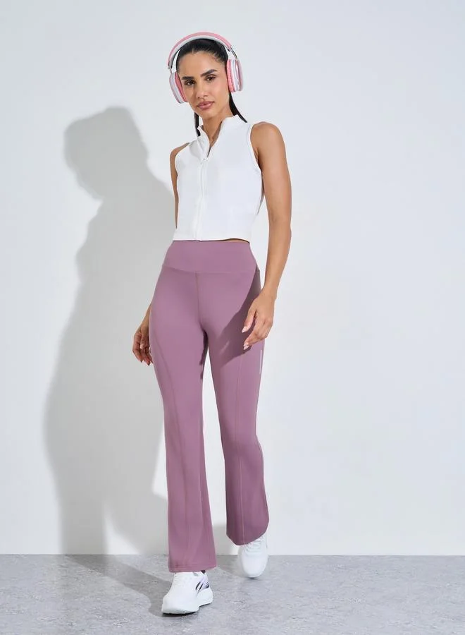 Styli Active Pink Solid Flared Activewear Pants