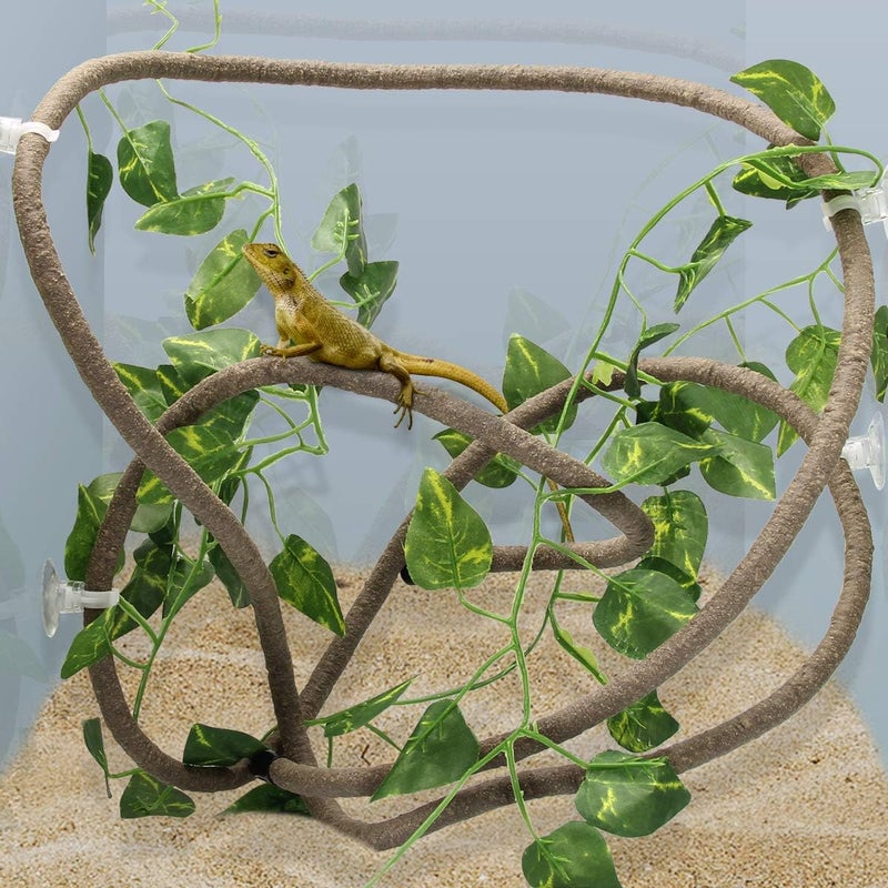 Coolrunner 8FT Reptile Vines and Flexible Reptile Leaves with Suction Cups Jungle Climber Long Vines Habitat Decor for Climbing, Chameleon, Lizards, Gecko - Image 1