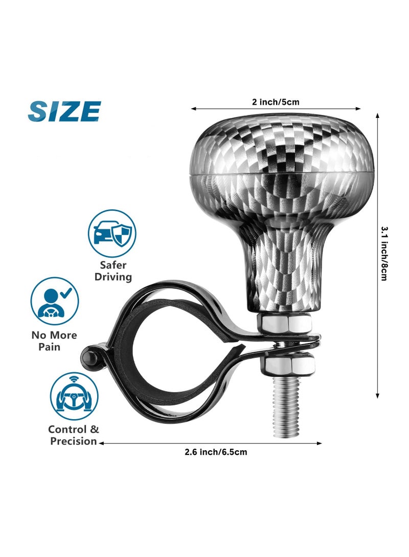 SYOSI Steering Wheel Spinner Knob, 2Pcs Vehicle Steering Wheel Turn Ball Knob Suicide Power Handle Accessories for Cars, Trucks, Tractors, Boats, Golf Cart, Black and Carbon Color - Image 5