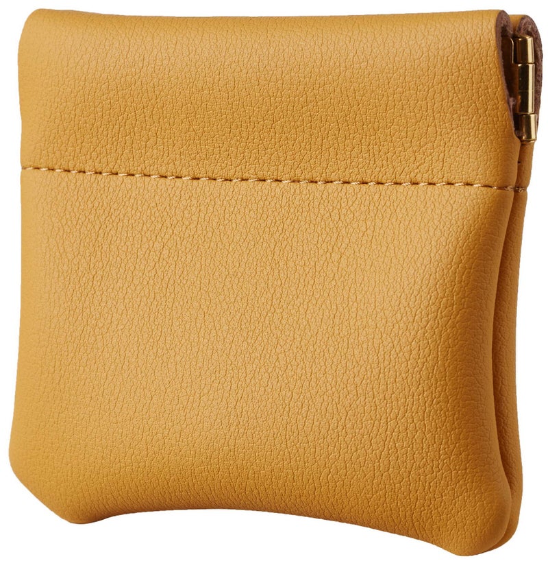 Travelambo Leather Squeeze Coin Purse Pouch Change Holder For Men & Women (Access Yellow) - Image 2
