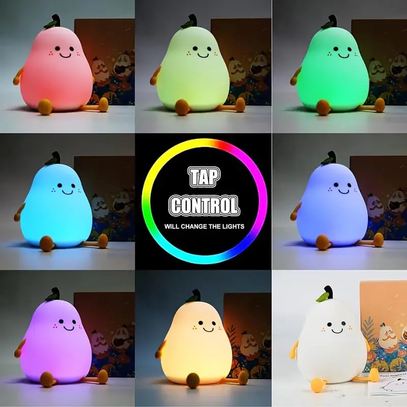 Niwlix Pear Night Light Lamp for Bedroom Kids 7 Color Changing Kids Toddler Night Light Lamp Baby l Gift Items for Women Kids l Valentine's Birthday Gift Toys for 2+Year Old Boy Girl - Image 5