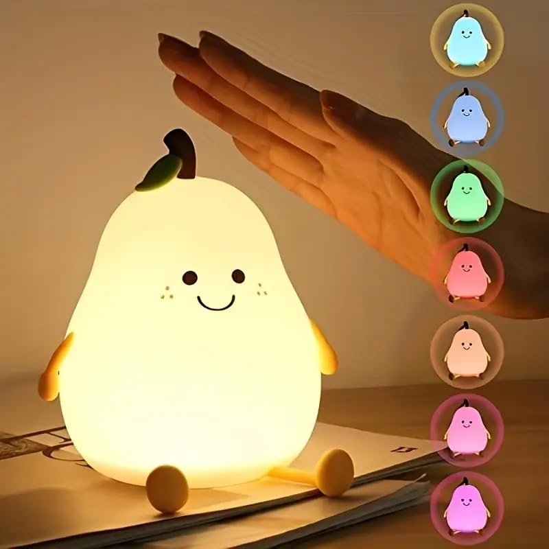 Niwlix Pear Night Light Lamp for Bedroom Kids 7 Color Changing Kids Toddler Night Light Lamp Baby l Gift Items for Women Kids l Valentine's Birthday Gift Toys for 2+Year Old Boy Girl - Image 1