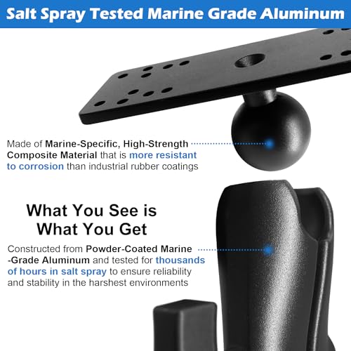 WINDFRD Aluminum Fish Finder Mount with 1.5" / C Size Ball, Medium Arm Marine Electronic/Depth Finder Mount for Boat, High Salt Water Resistant, Compatible with Garmin, Lowrance, Humminbird and More - Image 2