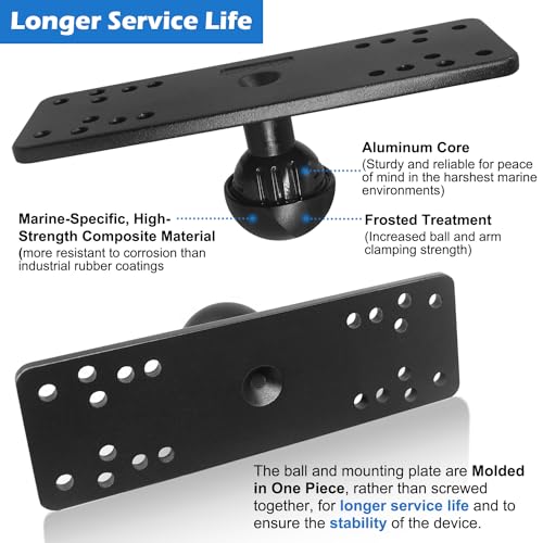 WINDFRD Aluminum Fish Finder Mount with 1.5" / C Size Ball, Medium Arm Marine Electronic/Depth Finder Mount for Boat, High Salt Water Resistant, Compatible with Garmin, Lowrance, Humminbird and More - Image 4