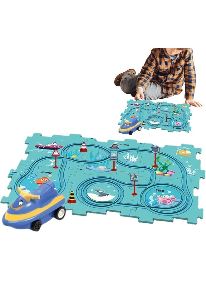 Puzzle Tracks with Vehicles - Funny Rail Toy for Railway Cars, Durable, Rail Car Playset for Children, Boys and Girls from 3 Years, Educational Toy, Play Sets - Image 1