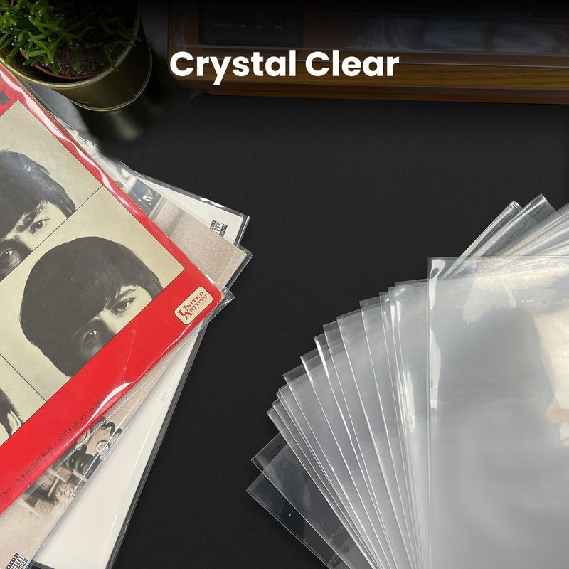 EVEO 50 Record Sleeves - Premium Crystal Clear Protector for Vinyl Records Collections |12.75" x 12.75" Outer Sleeves Record Storage for Single & Double LP Album Covers - Thick Vinyl 3mil - Image 4