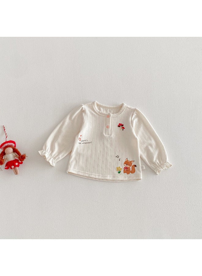 【non-returnable And Non-exchangeable】girl's Little Squirrel T-shirt 2026 New Spring Fashionable Korean-style Mushroom Base Layer