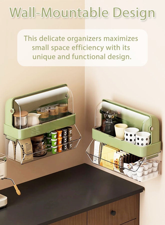 MLADEN 2-Tier Coffee Cup Holder, Coffee Station Organizer for Counter, Coffee Pods Holder Storage Basket, Organizer Station for Coffee Milk Tea Shop Restaurant Office Bathroom - Image 3