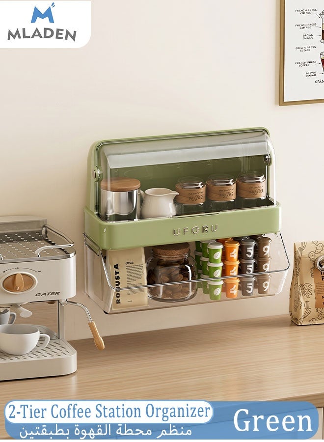 MLADEN 2-Tier Coffee Cup Holder, Coffee Station Organizer for Counter, Coffee Pods Holder Storage Basket, Organizer Station for Coffee Milk Tea Shop Restaurant Office Bathroom - Image 1