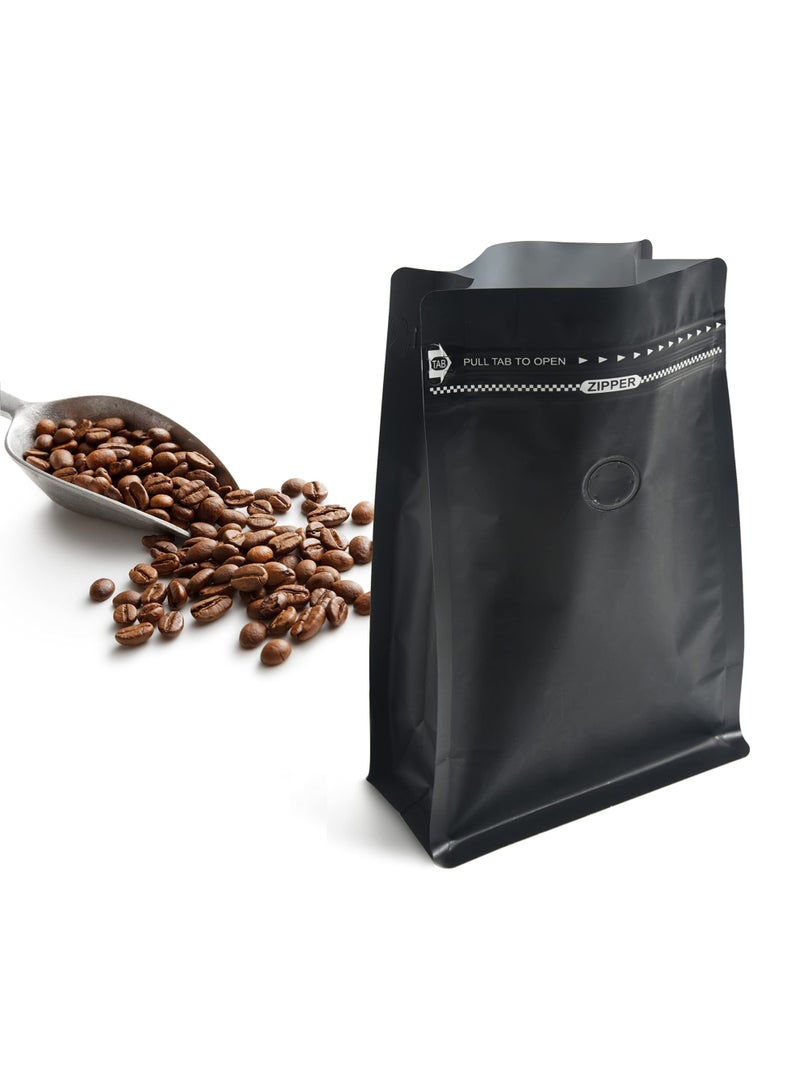 Dovva 25pcs Coffee Storage, Coffee Bags with Valve (8 oz,0.5lb）Black High Barrier Aluminum Foil Flat Bottom Standing Coffee Beans Storage Bags, Reusable Heat Sealable Side Zipper Pouches for Home or Store  - Image 3