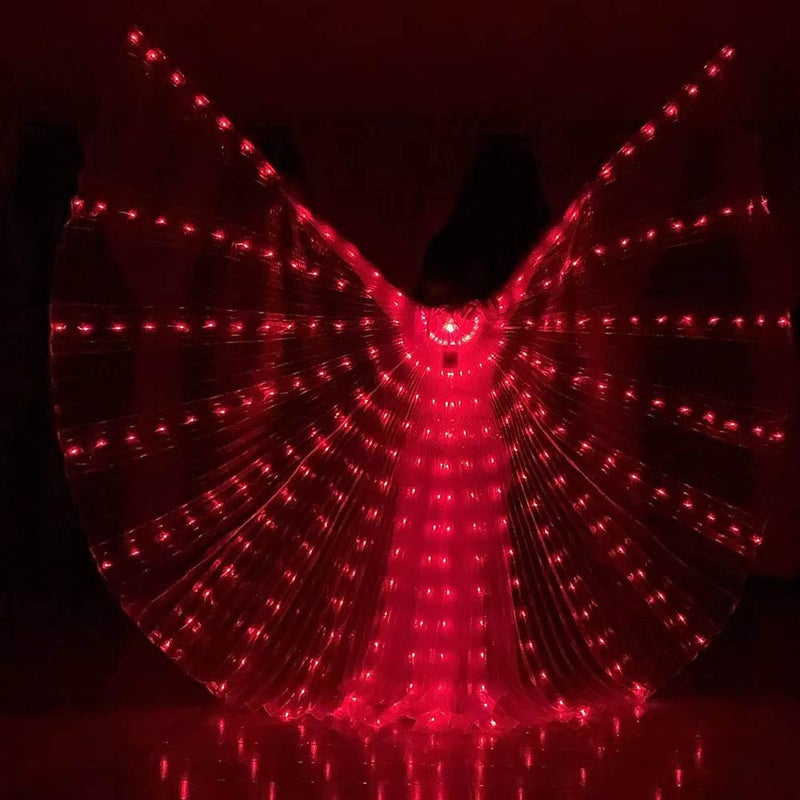 Luminous Butterfly Wings Cloak Belly Dance Performance Props Halloween Christmas Party Costumes Polyester Fiber Macaron Color adult red  - Image 1