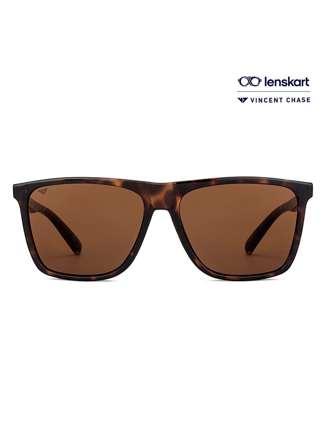 VINCENT CHASE Unisex Athleisure Wayfarer Frame Polarized & UV Protected Sunglasses VC S14525 - Lens Size: 59mm - Brown - Image 1