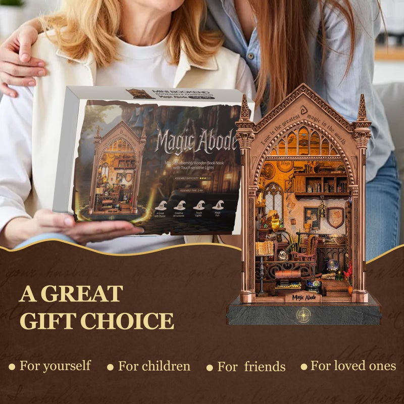 Miggley Book Nook for Adults, Booknook DIY Miniature House Kit, 3D Wooden Puzzles Bood Gifts for Book Lovers Women Friends - Magic Abode - Image 5