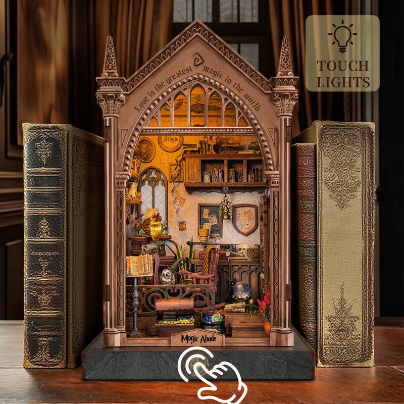 Miggley Book Nook for Adults, Booknook DIY Miniature House Kit, 3D Wooden Puzzles Bood Gifts for Book Lovers Women Friends - Magic Abode - Image 3