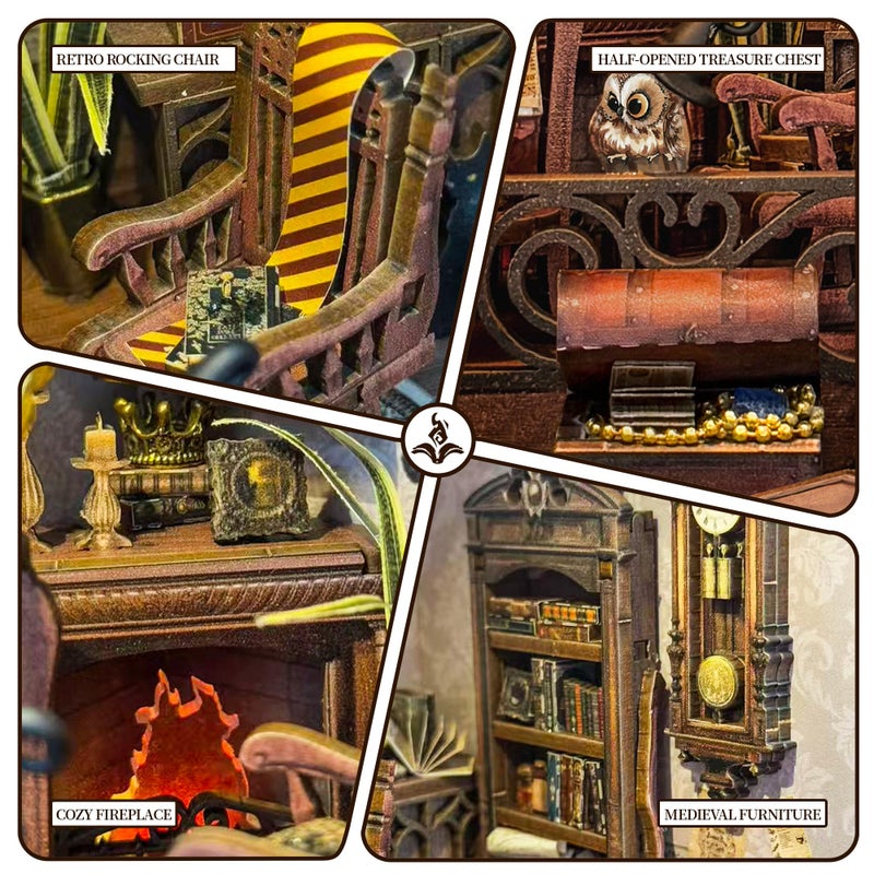 Miggley Book Nook for Adults, Booknook DIY Miniature House Kit, 3D Wooden Puzzles Bood Gifts for Book Lovers Women Friends - Magic Abode - Image 4