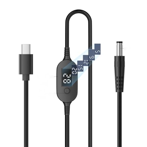 Tobo Universal PD Fast Charger, USB-C to DC 5.5x2.5mm 5V/9V/12V/15V/20V Multi-Voltage Adapter Cable with LED Display, for Phones, Laptops, Tablets, Led Light, Lamps, Cameras, Routers TD-1272CC - Image 1