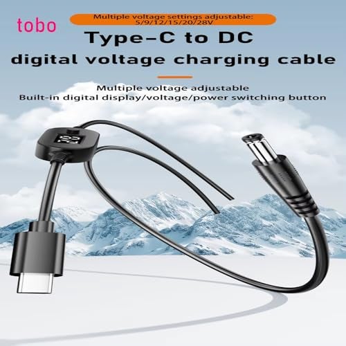 Tobo Universal PD Fast Charger, USB-C to DC 5.5x2.5mm 5V/9V/12V/15V/20V Multi-Voltage Adapter Cable with LED Display, for Phones, Laptops, Tablets, Led Light, Lamps, Cameras, Routers TD-1272CC - Image 2