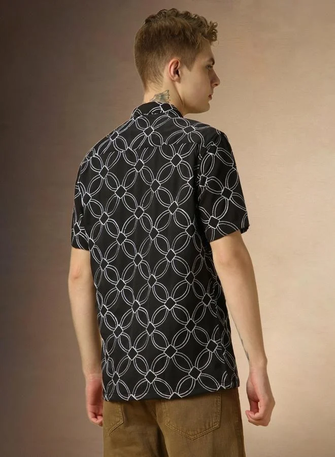 Dennis Lingo Multi Colour Relaxed Fit Poly Embroidery Shirt – Comfortable and Trendy