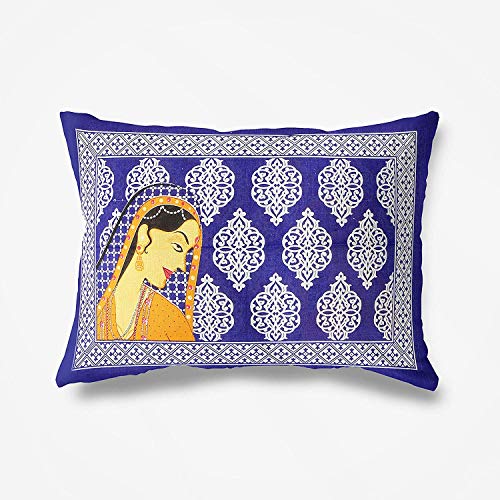 UNIBLISS 100% Cotton Rajasthani Jaipuri Double Bedsheet with 2 Pillow Covers - Blue - Image 3