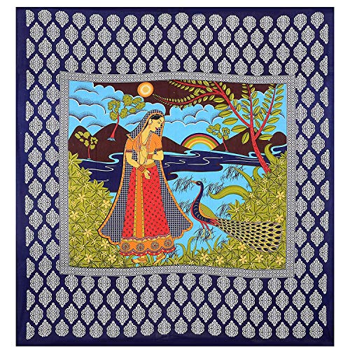 UNIBLISS 100% Cotton Rajasthani Jaipuri Double Bedsheet with 2 Pillow Covers - Blue - Image 5