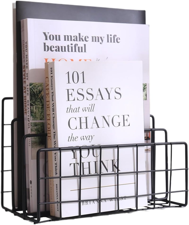 ND File Folder Organizer for Desktop,3 Section Metal Vertical magazine Stand Holder,Paper tray/Mail countertop/Record/Letter/Book Rack Sorter Holders,Desk organizers and accessories & office supplies - Image 1