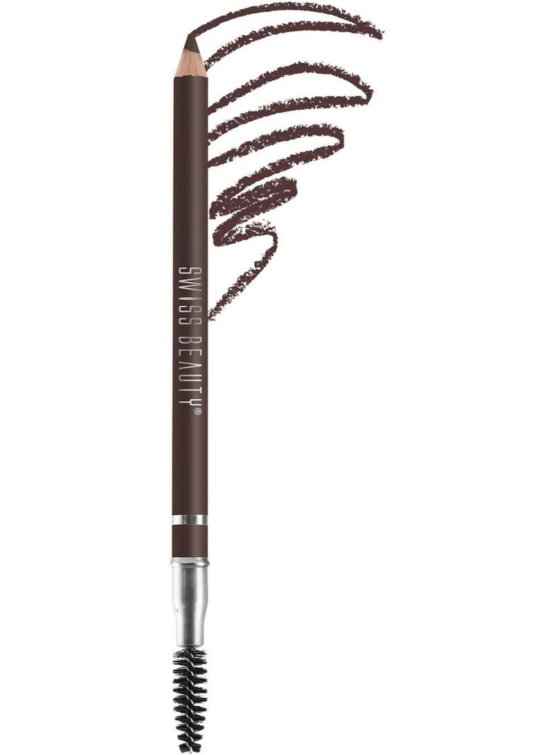 Swiss Beauty Eyebrow Definer Pencil With Spoolie | Smudge Proof, Waterproof And Pigmented Eyebrow Pencil |Shade - Coco Brown, 1.5Gm - Image 1