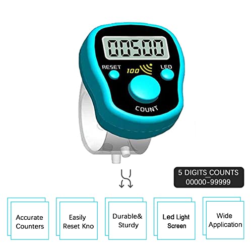 TESEAS Finger Counter Click Manual Digital clicker, 5pack Stitch Tally Knitting Counters Led Re-settable Digits Pitch Electronic LCD Display finger Number Counter Fr Row, People, Score, Inventory,Crochet,Lap - Image 2