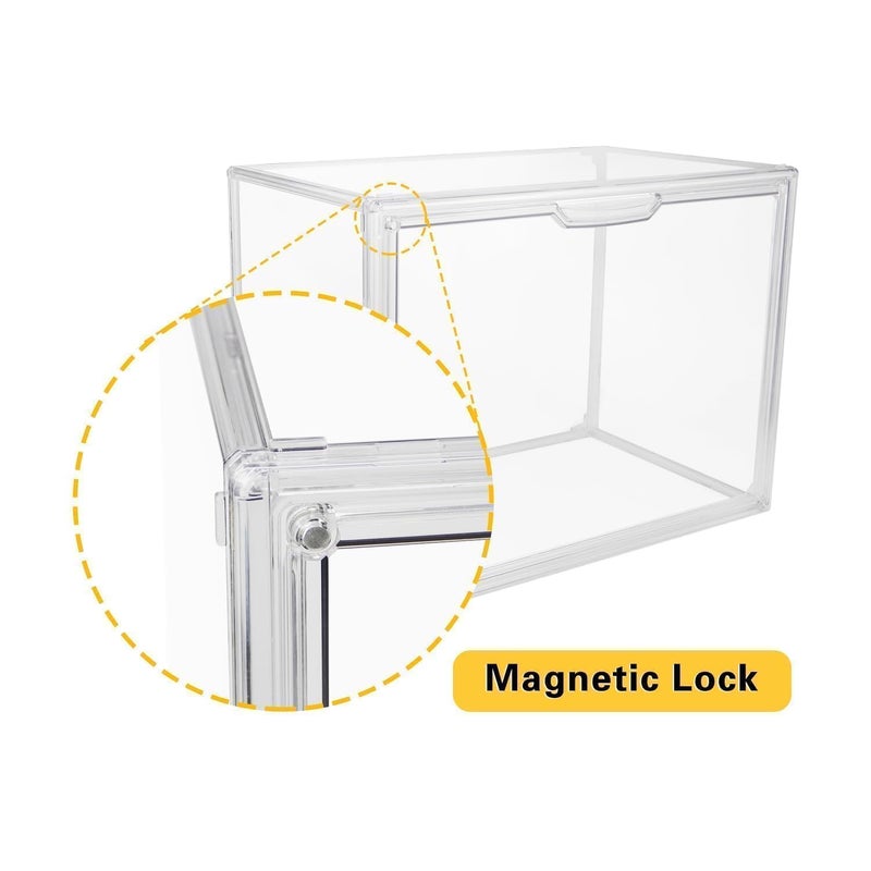 GUDEMAY Large Clear Stackable Plastic Storage Bins with Door, Dustproof Figures Collectibles Display Case, Football & Motorcycle Helmet Showcase, Basketball, Memorabilia Organizer Box (XL, Count, 1) - Image 3