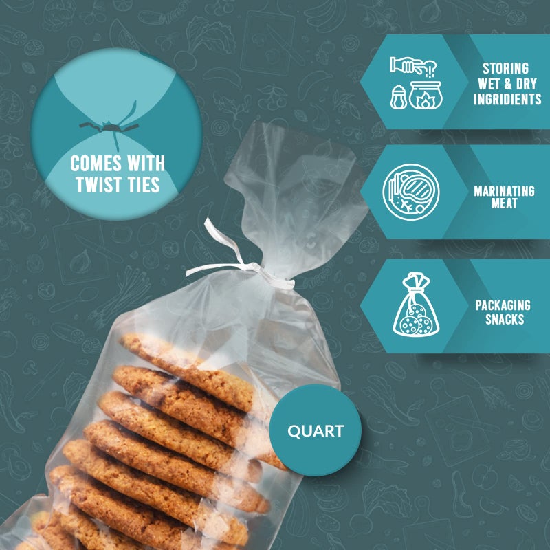 PAMI Gallon Twist Tie Storage Bags - 100 Disposable Plastic Food-Safe Baggies with Ties, 11x12.5 in, Versatile for Kitchen, Home, Office Uses - Image 3