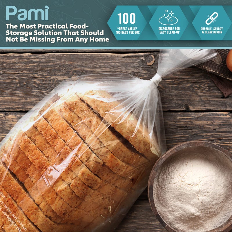 PAMI Gallon Twist Tie Storage Bags - 100 Disposable Plastic Food-Safe Baggies with Ties, 11x12.5 in, Versatile for Kitchen, Home, Office Uses - Image 5