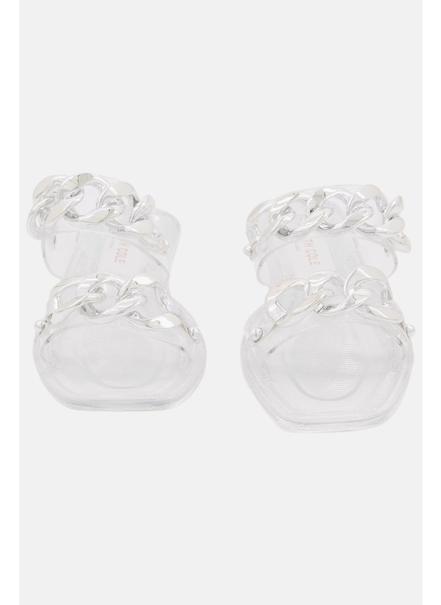Reaction by Kenneth Cole Women Neko Chain Jelly Slip On Casual Flats, Transparent/Silver  - Image 3
