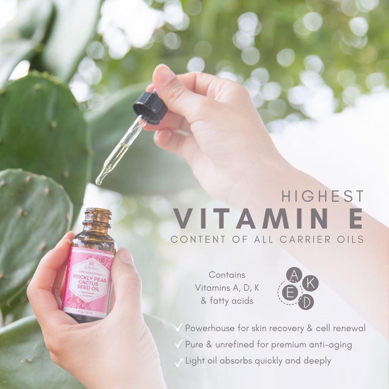 Leven Rose زيت بذور التين الشوكي من ليفن روز (التين البربري) 100% زيت تين شوكي عضوي نقي، بكر، مضغوط على البارد، مرطب طبيعي للوجه، للبشرة الجافة والجسم وعلاج للشعر 1 أونصة - Image 3