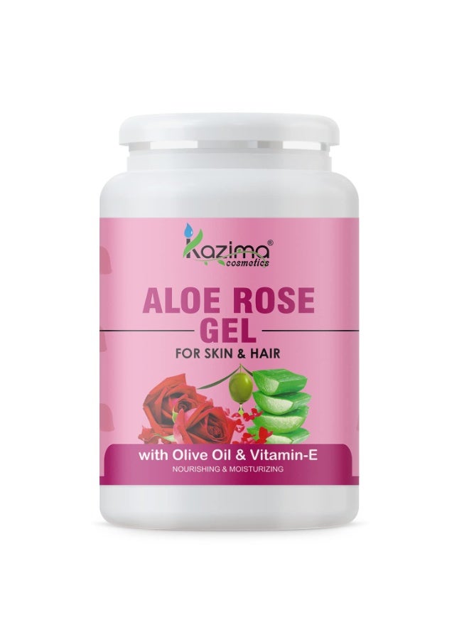 KAZIMA Aloe Rose Gel for Face and Body, 1kg | with Olive, Vitamin E and Pure Aloe Vera for Soothing, Hydrating, and Moisturizing | Aloe Rose Soothing Gel for Senstitive & Irritated Skin - Image 1