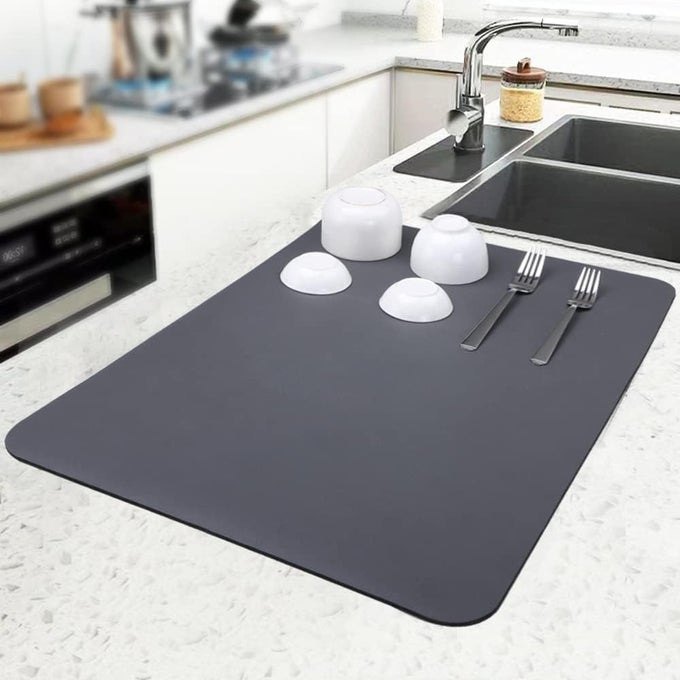 KITCHEN MAT DISH DRYING MAT FOR KITCHEN COUNTER DINING TABLE MAT ULTRA ABSORBENT AND NON-SLIP HIDE STAIN COFFEE MAKER MAT FOR COUNTERTOPS 60X40CM