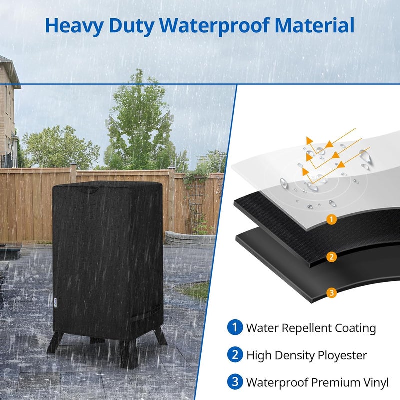 SunPatio 30 Inch Electric Smoker Cover, Heavy Duty Waterproof Square Vertical Smoker Cover, Digital Smoker BBQ Grill Cover Compatible for Masterbuilt Char-Broil Pit Boss Smoker etc, 18"W x 17"D x 33"H - Image 4