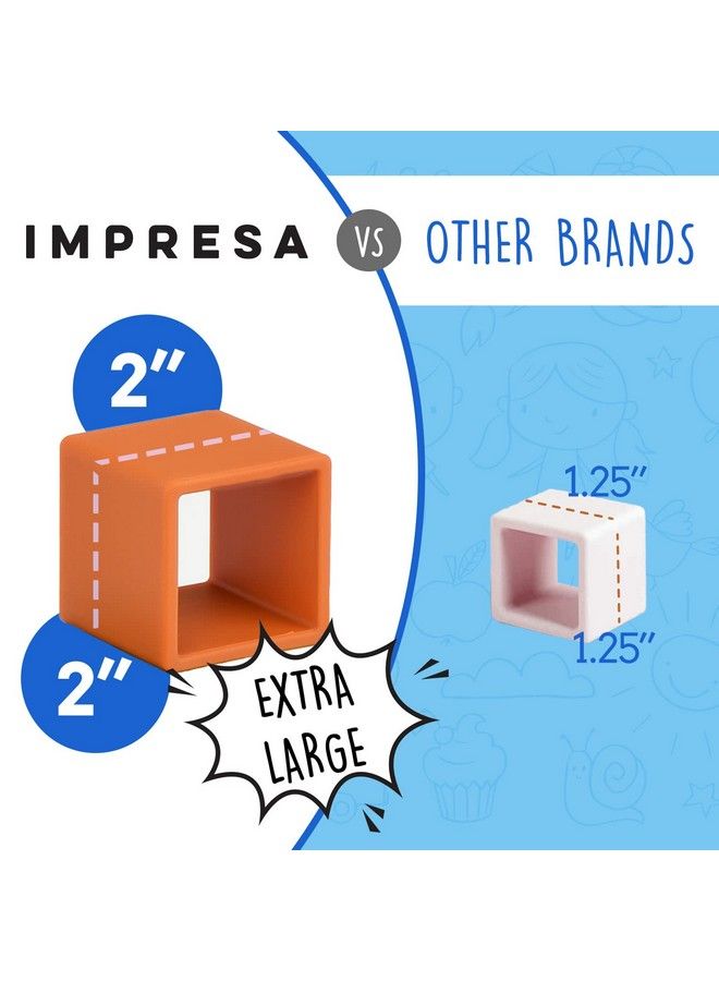 IMPRESA [12 Pack] 2" Xl Silicone Building Blocks For Kids Multicolor Soft Stacking Blocks For Hours Of Fun Flexible & Soft Building Blocks Soft Baby Blocks For Teething Baby Building Blocks - Image 3