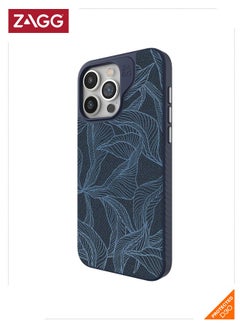 ZAGG Apple iPhone 15 Pro Max Case , ZAGG Cass - London Snap Series Magsafe Case - Navy Botanical  - Image 1