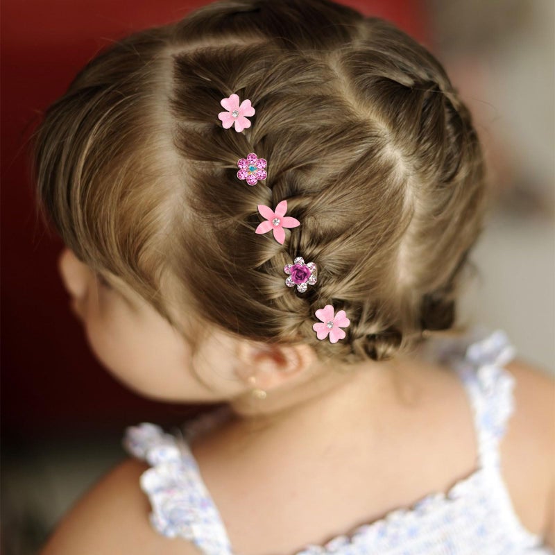 YISSION Mini Rhinestone Hair Pins - 20Pcs Decorative Wedding Bridal Accessories with 4 Flower Patterns for Girls and Women - Image 5