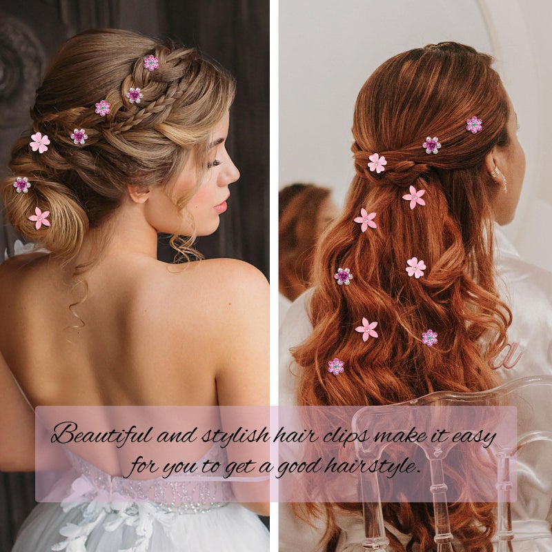YISSION Mini Rhinestone Hair Pins - 20Pcs Decorative Wedding Bridal Accessories with 4 Flower Patterns for Girls and Women - Image 2