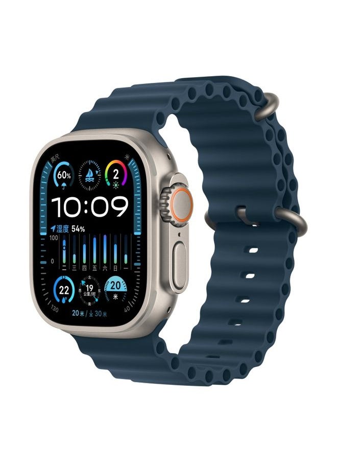 Generic - Replacement Strap Ocean Silicone Watch Band For Apple Watch Ultra & Watch Ultra 2 49mm / Series 9&8&7 45mm / SE 3&SE 2&6&SE&5&4 44mm Blue - Image 1