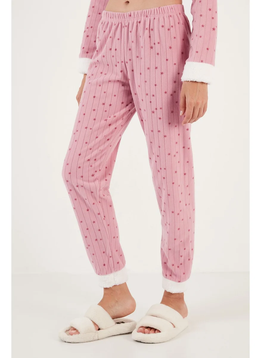 Lela Patterned Regular Fit Hooded Fleece Pajama Set Women's Pajama Set 6571004