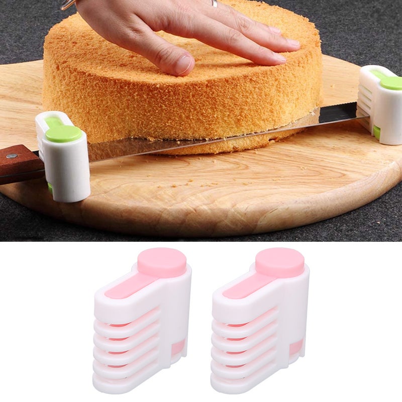 2Pcs MultiFunctional DIY Cake Bread Cutter Slicing Guide Tool Home Kitchen Accessory(White and Pink 52036C ) - Image 5