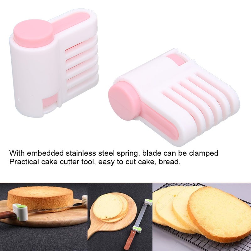 2Pcs MultiFunctional DIY Cake Bread Cutter Slicing Guide Tool Home Kitchen Accessory(White and Pink 52036C ) - Image 3