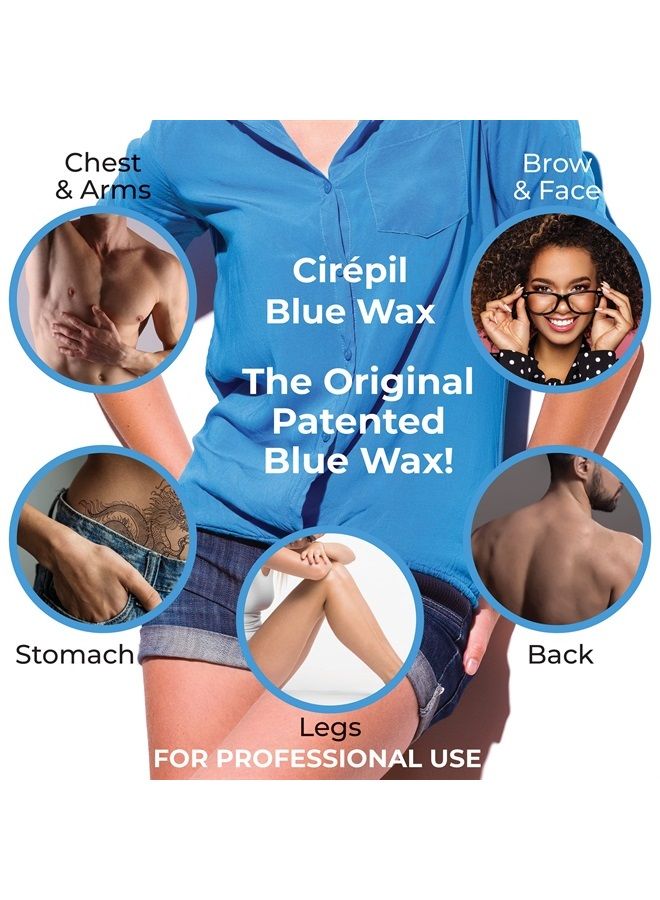 cirepil Blue - 400g / 14.11 oz Wax Tin - All-Purpose & Unscented - Perfect for Sensitive Skin - Disposable Blue Wax Refill Bag - Fluid Gel Texture, Easy Removal, Peel-Off Wax - No Strips Needed - Image 1