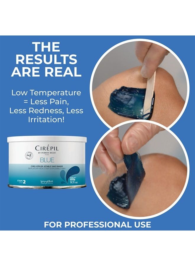 cirepil Blue - 400g / 14.11 oz Wax Tin - All-Purpose & Unscented - Perfect for Sensitive Skin - Disposable Blue Wax Refill Bag - Fluid Gel Texture, Easy Removal, Peel-Off Wax - No Strips Needed - Image 4