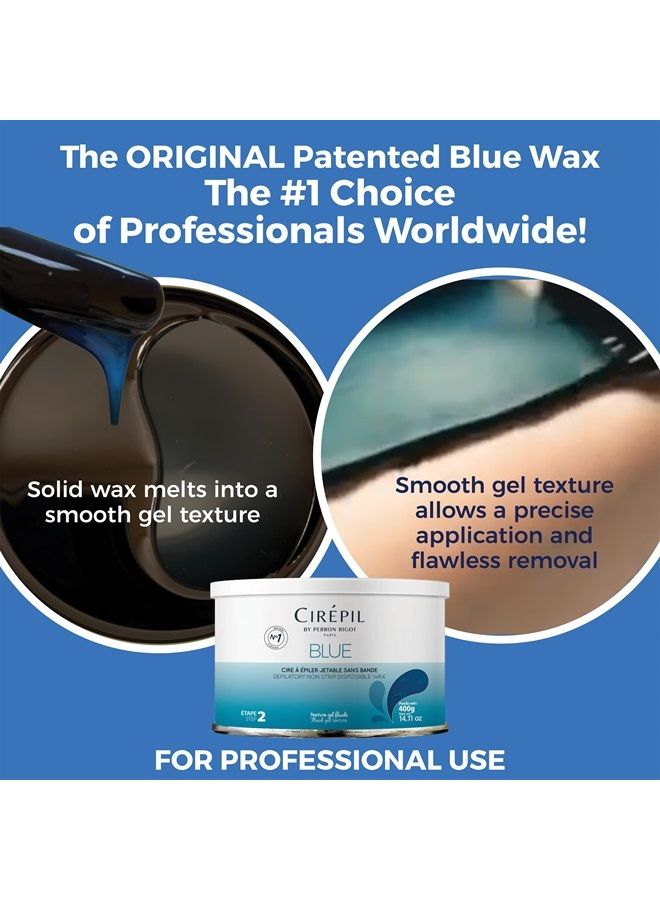 cirepil Blue - 400g / 14.11 oz Wax Tin - All-Purpose & Unscented - Perfect for Sensitive Skin - Disposable Blue Wax Refill Bag - Fluid Gel Texture, Easy Removal, Peel-Off Wax - No Strips Needed - Image 3