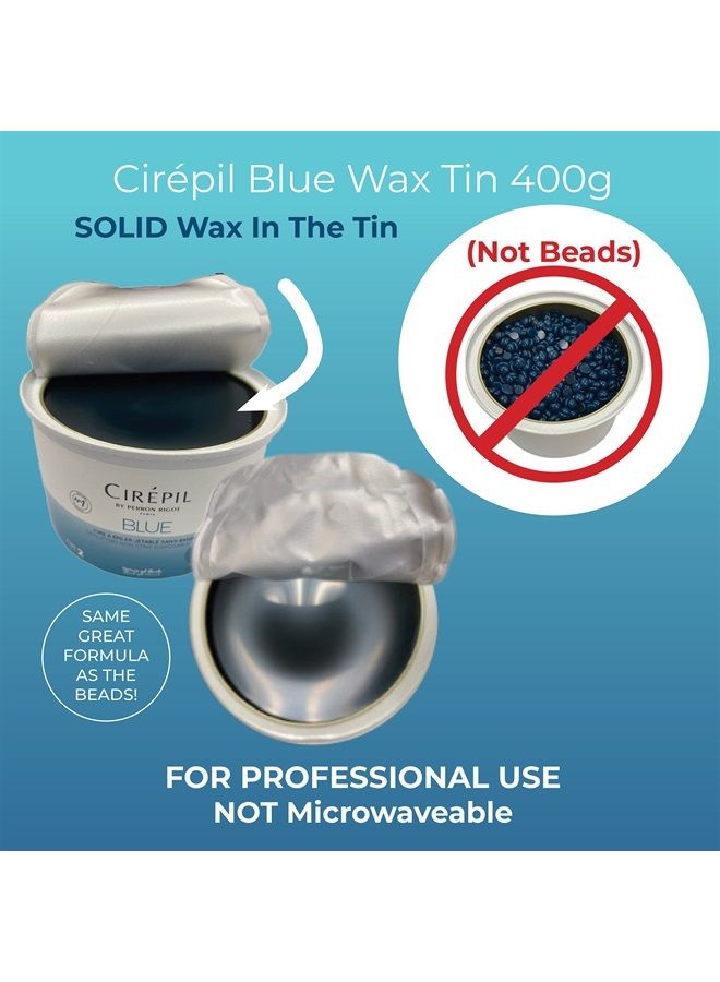 cirepil Blue - 400g / 14.11 oz Wax Tin - All-Purpose & Unscented - Perfect for Sensitive Skin - Disposable Blue Wax Refill Bag - Fluid Gel Texture, Easy Removal, Peel-Off Wax - No Strips Needed - Image 2