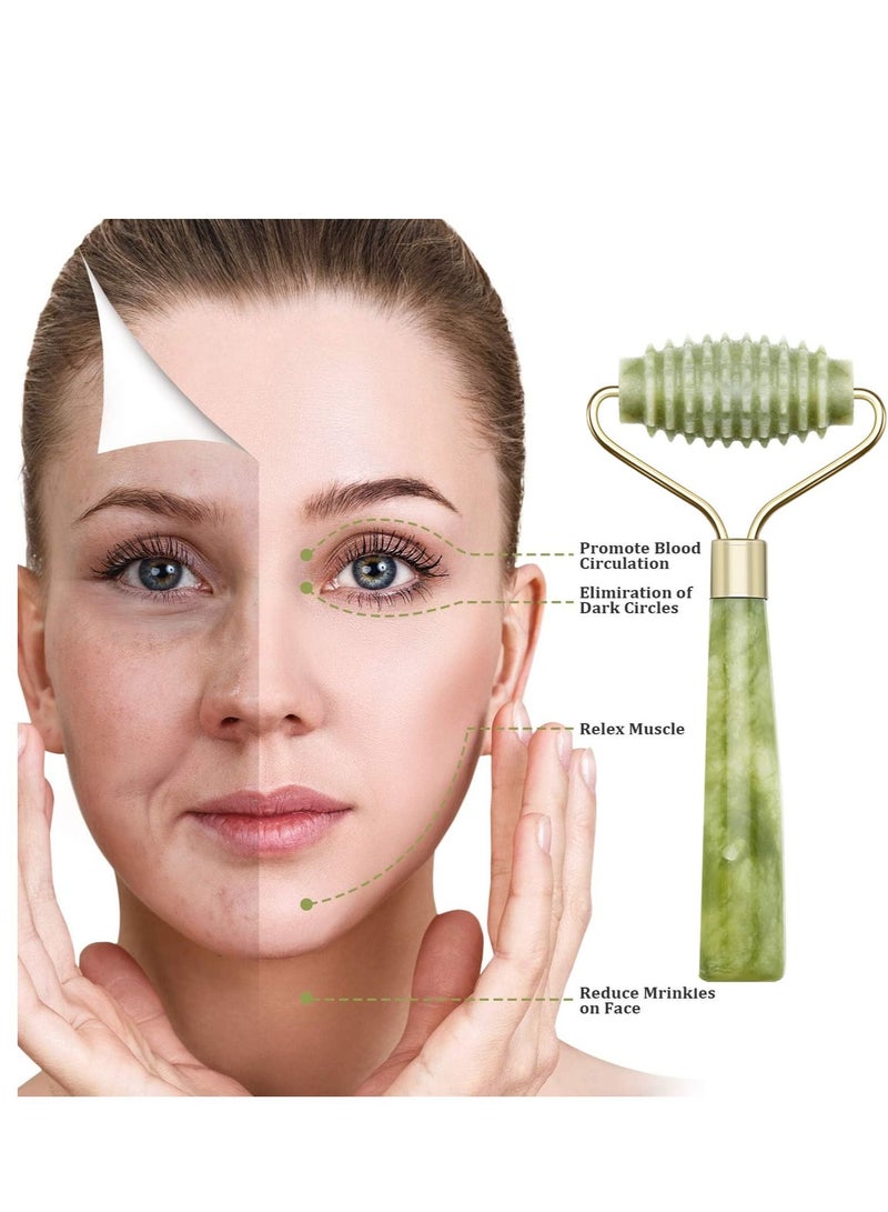 زد جي تي اس أداة تدليك الوجه من حجر يشم الكوارتز الطبيعي أخضر